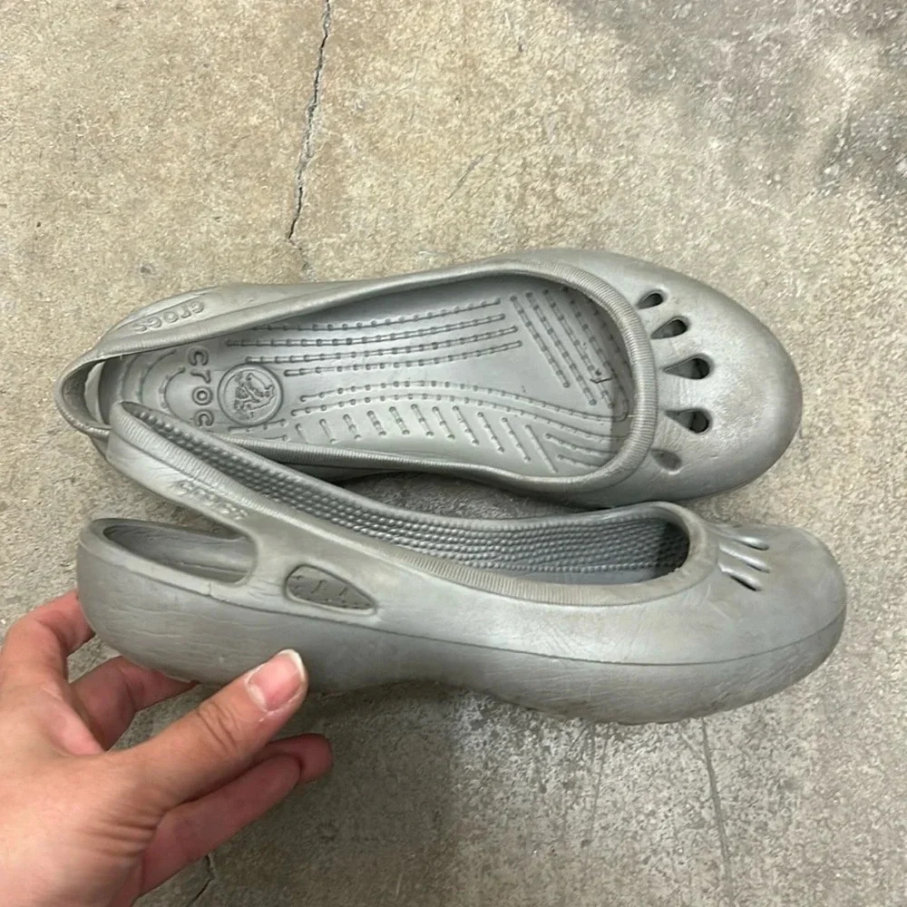 Crocs‎ silver slip  ons